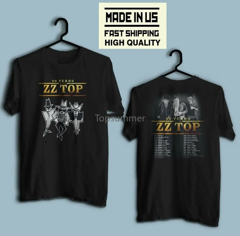 New Zz Top 50 Years 2019 Tour With Dates Mens T-Shirt Made In Us Size S-5Xl