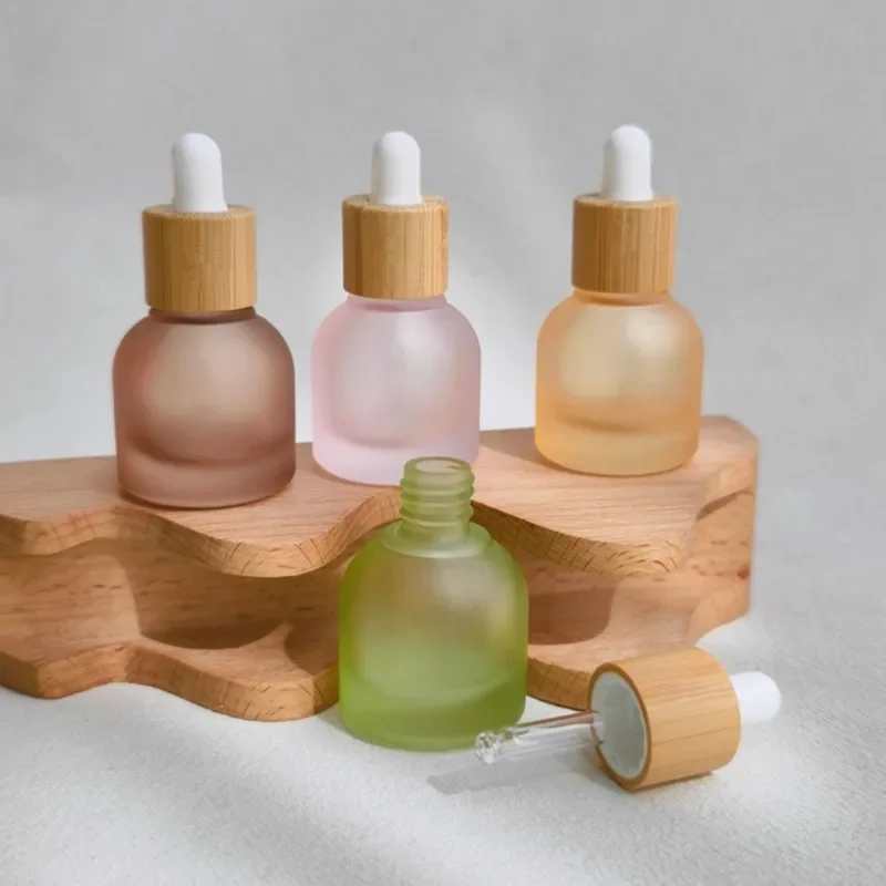 10/30pcs 10ml Colourful Dropper Bottles Glass Empty Essential Oil Aromatherapy Bottles Bamboo Cap Pipettes Bottles
