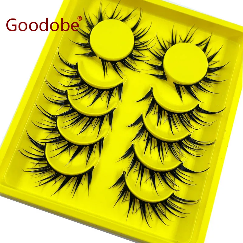 

6Pairs Thai wet tapering false eyelashes thick long naturally lashes slender realistic curly tufted comic eyelashes makeup