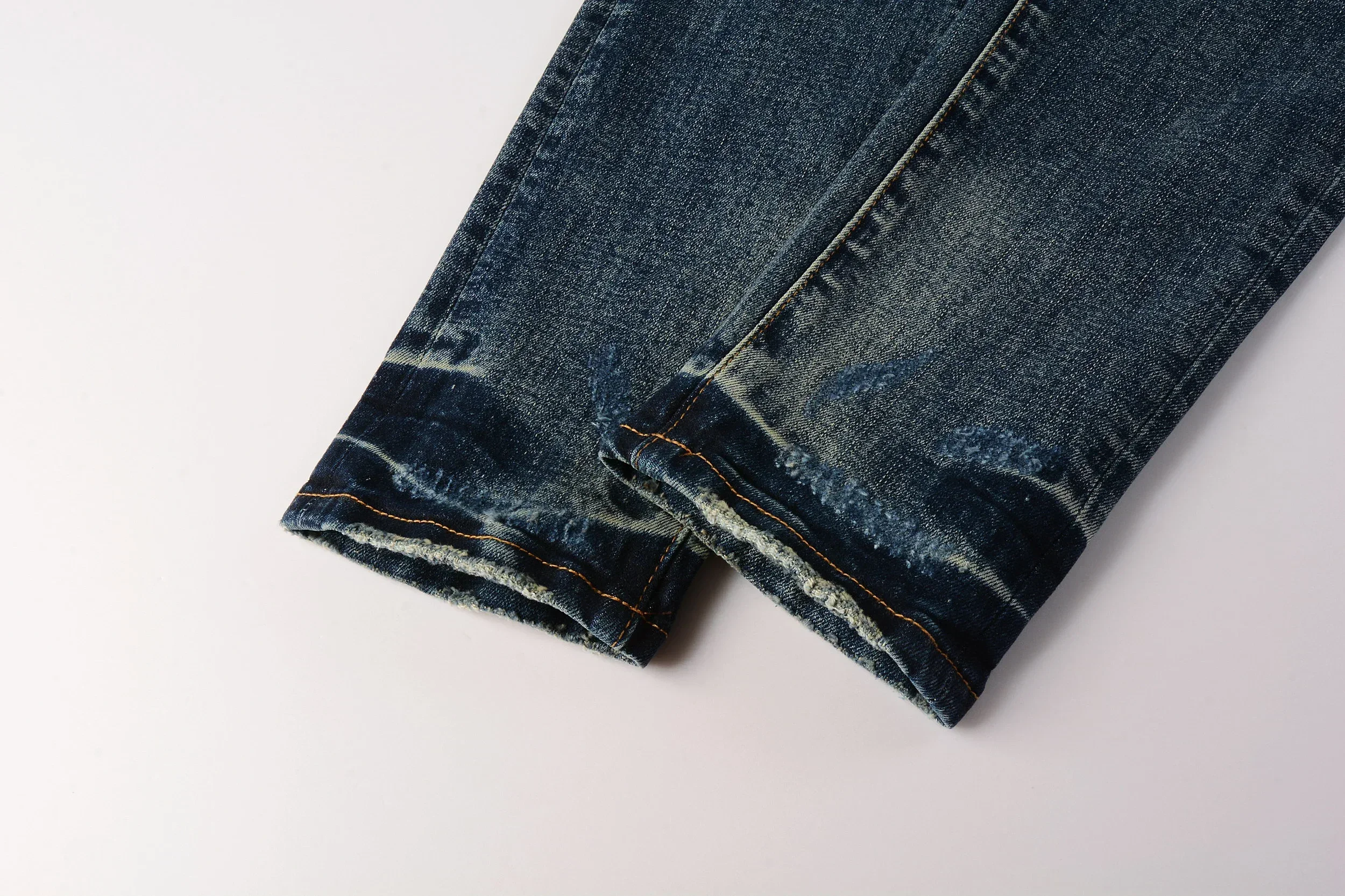 

Men's Jeans Classical Blue Distressed American Streetwear Skinny Button Fly Ripped Holes Jeans