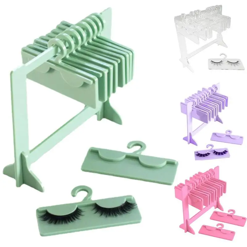 Acrylic Eyelash Hanger Rack Mini Eyelashes Storage Holder Display Stand With 10pcs Coat Hangers Tabletop Organizer Gifts