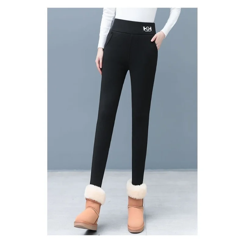 Added Velvet Thickened Sherpa Pants Fall Winter New High-waisted Winter Leggings Outer Wear Anti-freeze Warmth