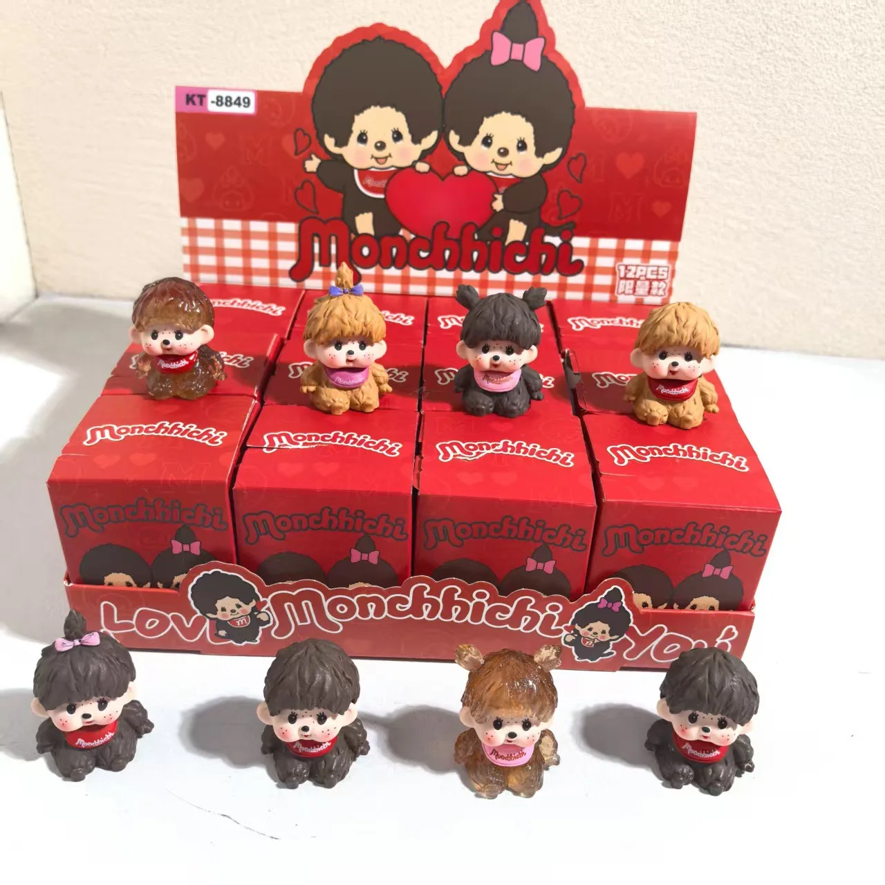 

For Monchhichi cute figurine blind box collectible toys for tabletop decoration as mini resin figurines as gifts