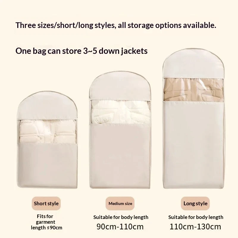1PC down Jacket Compression Bag Dust Cover Household Visible Clothes Storage Hanging Organizer for Wardrobe