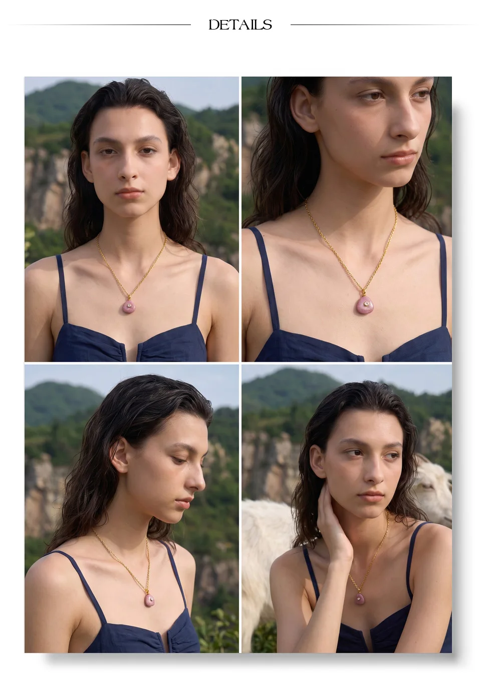 Yhpup New Arrivals Natural Stone Rectangle Triangle Necklace Pendant Exclusive