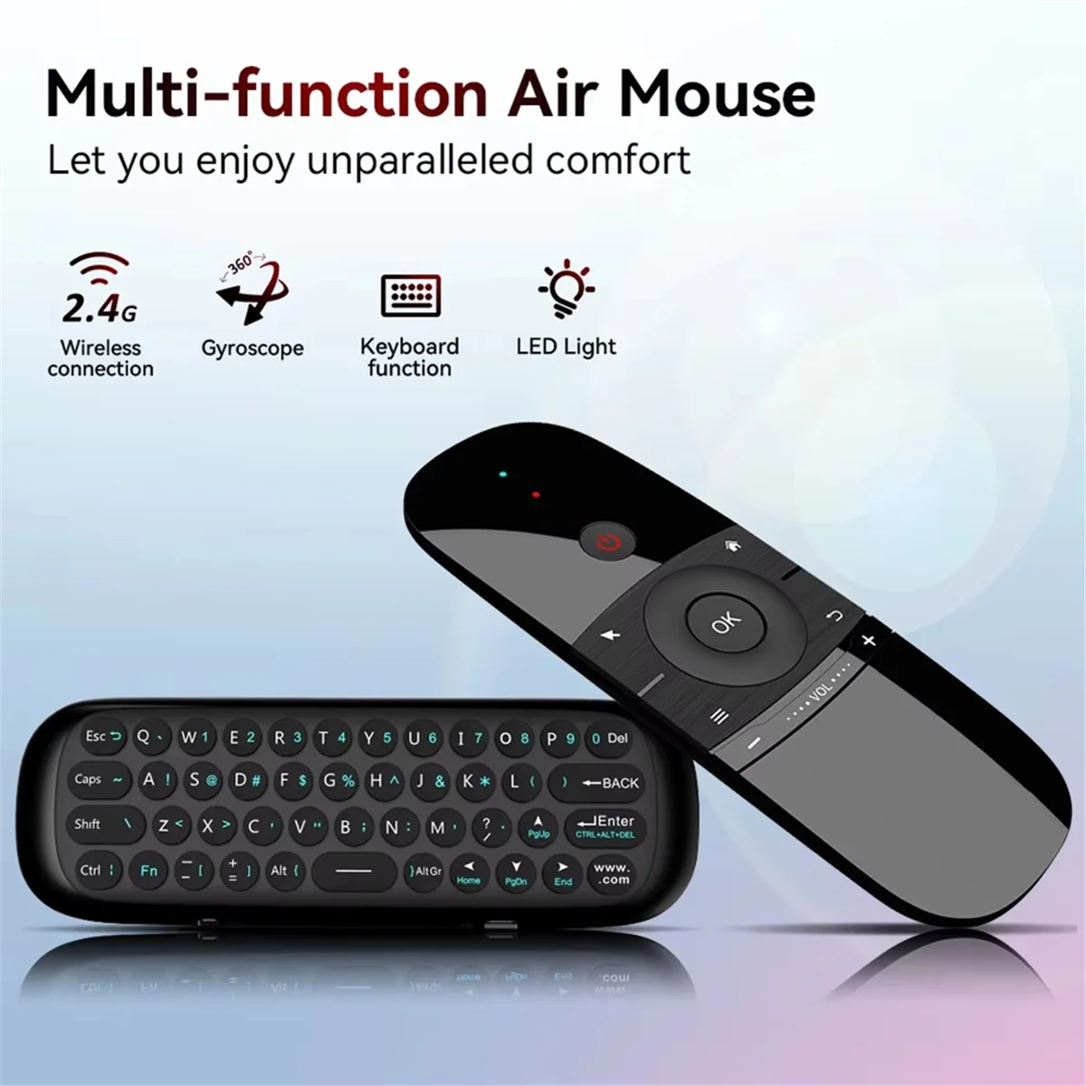 GOB-oW1 Air Mouse 2.4G clavier sans fil télécommande IR apprentissage à distance 6 axes détection de mouvement pour Smart TV Android
