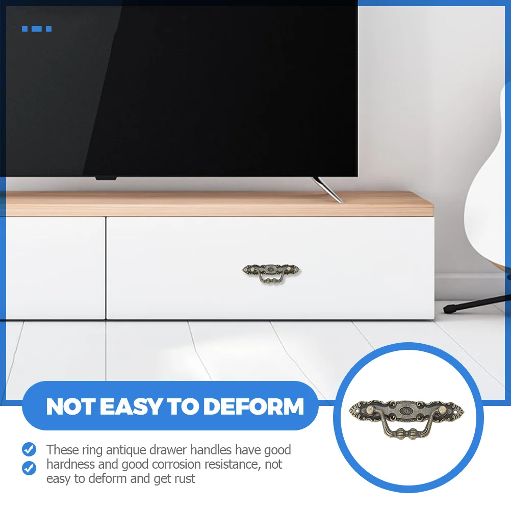 

3pcs Ring Drawer Handles Zinc Alloy Vintage Cabinet Pulls Decorative Furniture Hardware Rust Resistant Hard Wearing