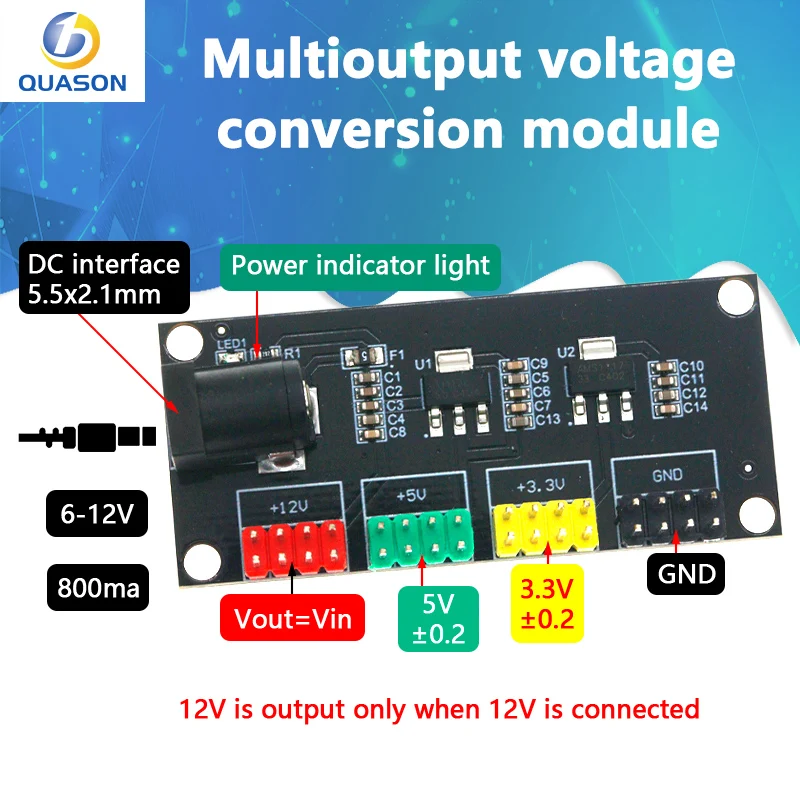 DC-DC 12V to 3.3V 5V 12V Multi-channel Output Voltage Conversion Module Power Module