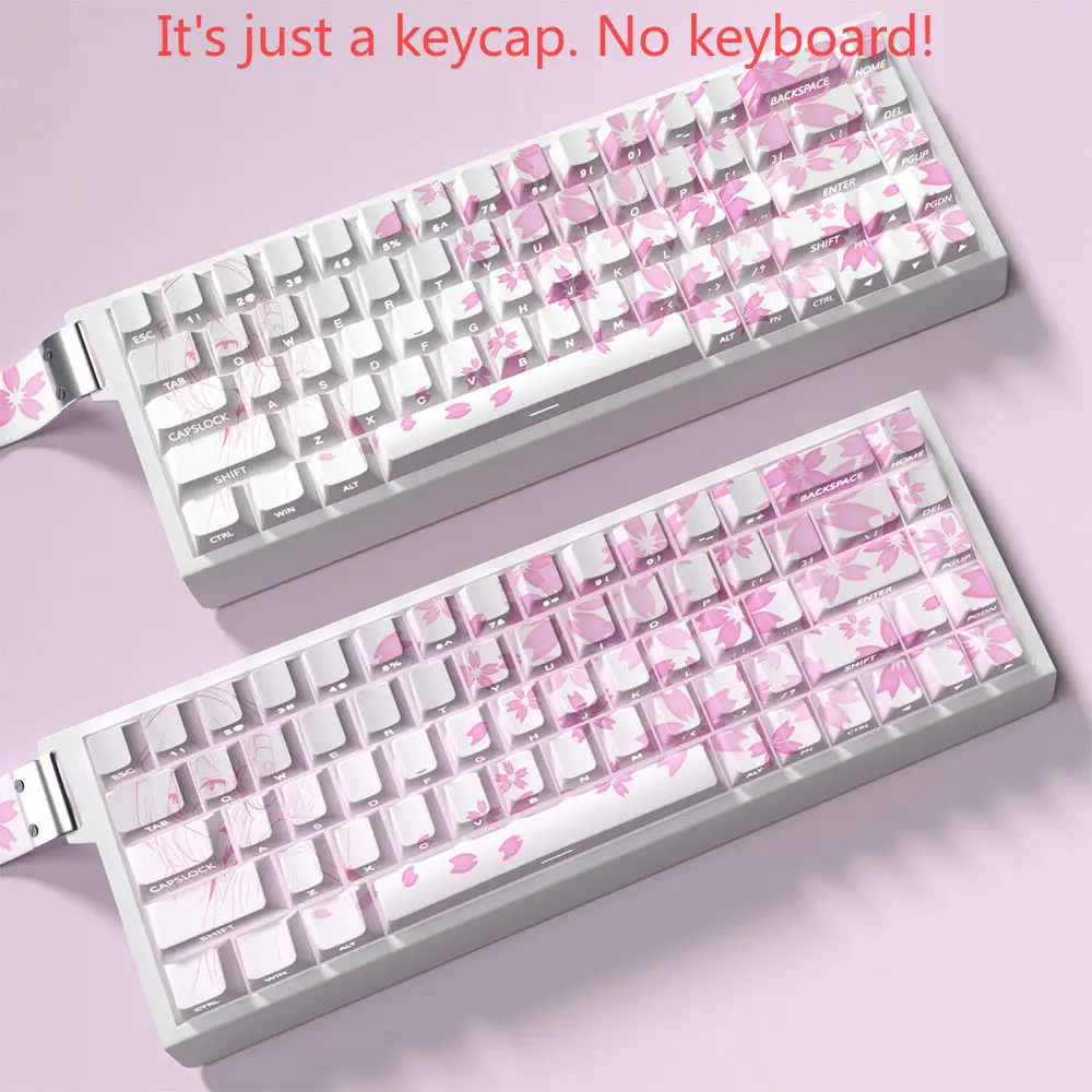 74 Keys PBT Nakano Sanjiu Pink Secondary Keycaps Cherry Side Engraved Translucent Keycaps for 60/68 Mechanical Keyboards