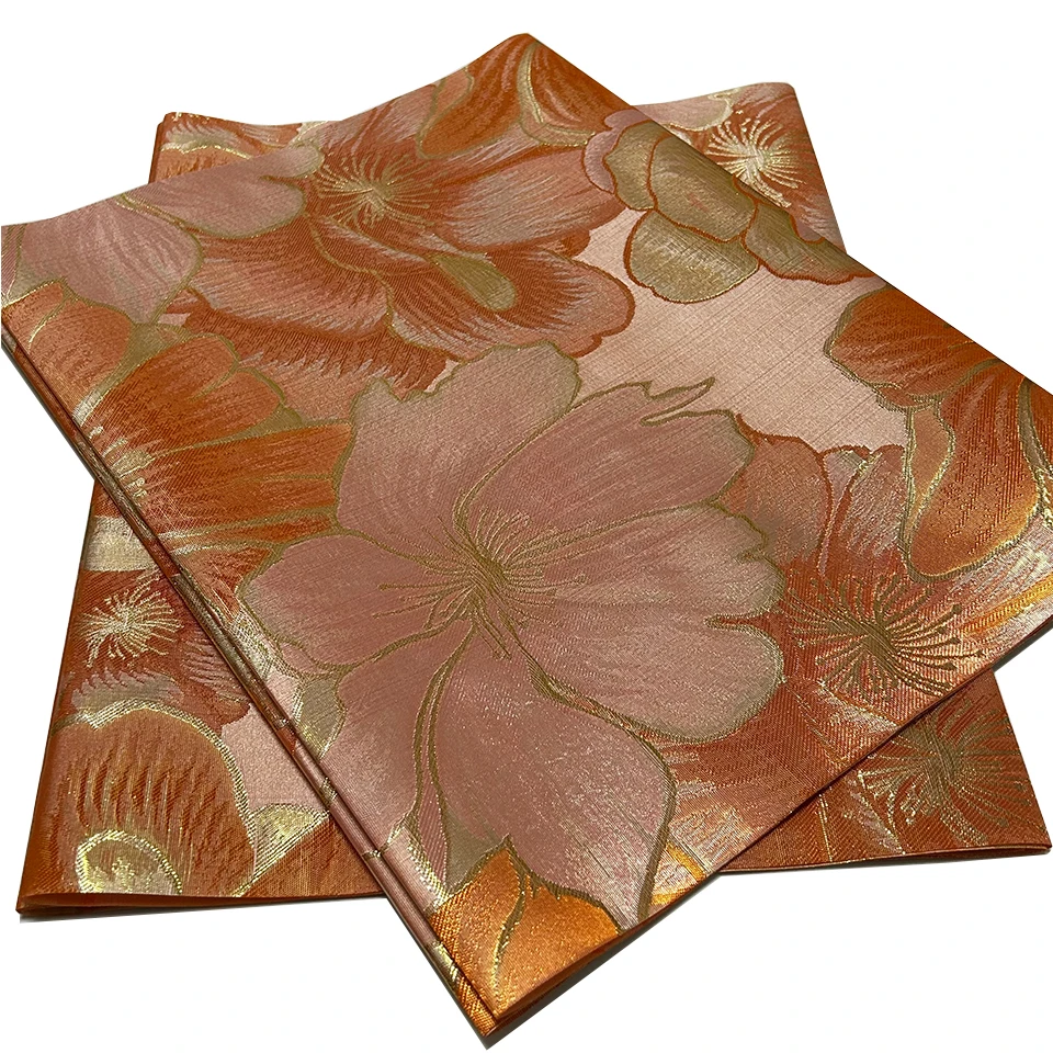 

2Pcs/Bag African Sego Gele & Wrapper Set, 3D Jacquard Headscarf Fabric, Nigerian Women DIY Sewing Textile for Wedding TXH-23-9