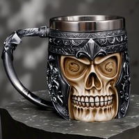 Gothic Skull Mug Bar Accessories 3D Resin Cup Stainless Steel Resin Cup Viking Party Drinkware Beer Tankard Home Decor Home Use