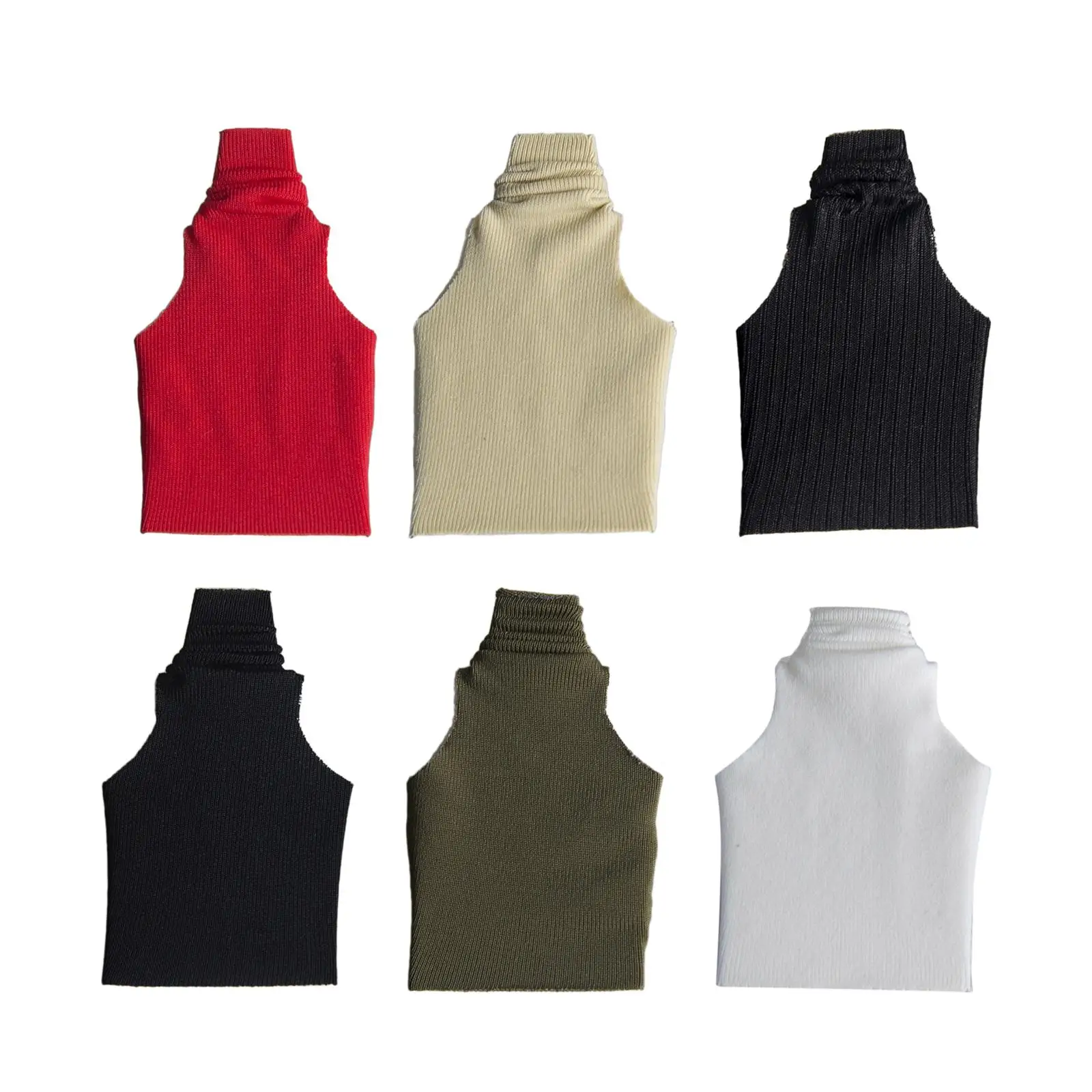 Roupa para Boneca em Escala 1:12: Blusa Regata de Gola Alta Sem Mangas em Tecido, Vestuário Miniatura para Bonecas Femininas de 6 Polegadas