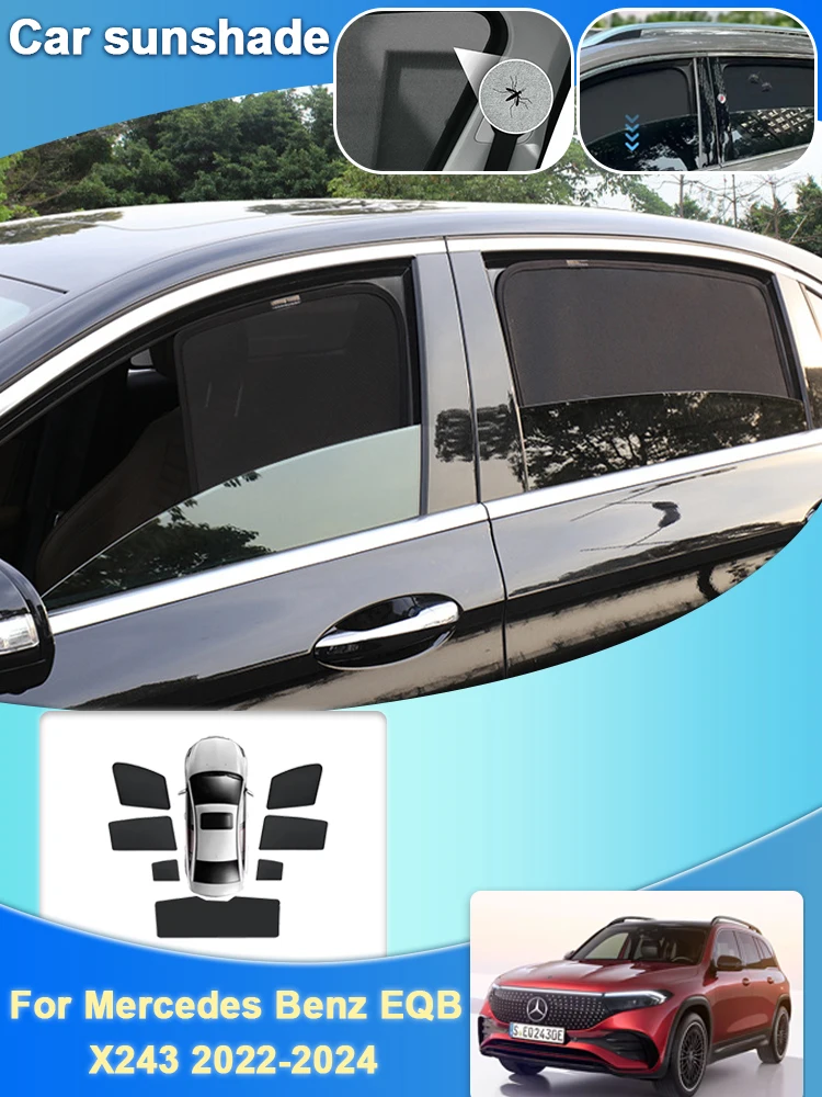 

For Mercedes Benz EQB X243 2022-2024 Mesh Visor Heat Insulation Shade Sun Protection Magnetic SunShade Auto Car Tool Accessories
