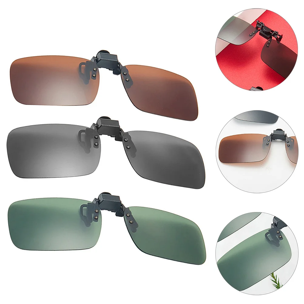 

3Pcs Polarized Clip-on Sunglasses Durable Metal Alloy Strong Clamp Multiple Colors Rimless Prescription Clip Sunglasses Outdoor
