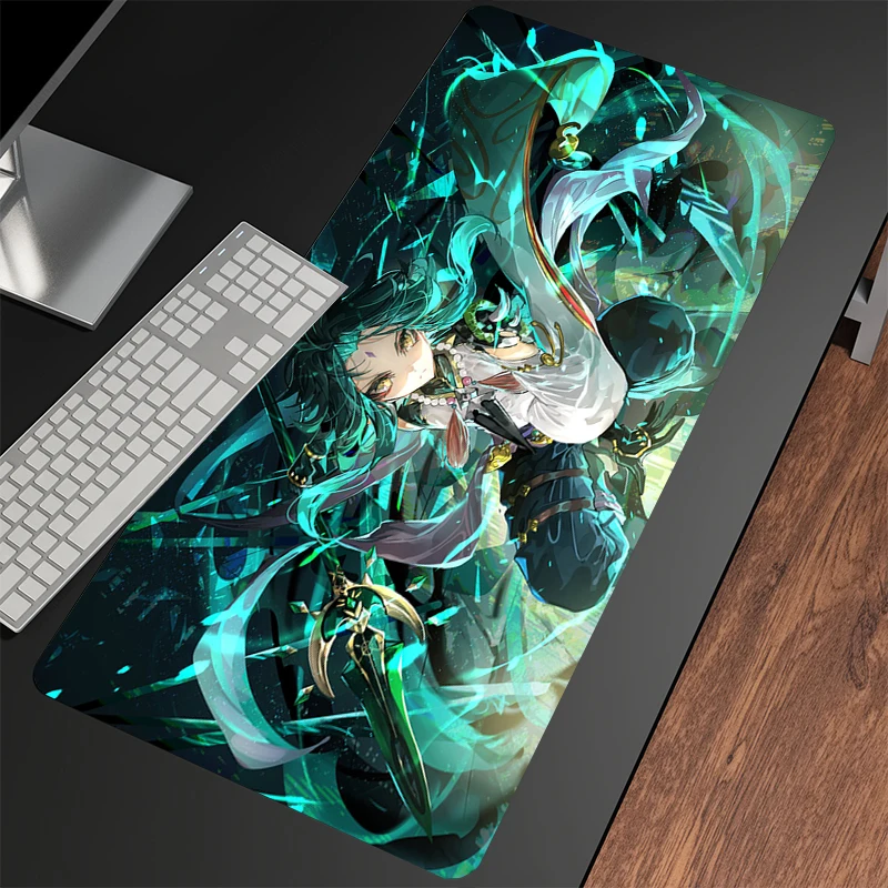 Imagem -04 - Tapete de Borracha do Jogo do Impacto de Genshin Mousepads 400x900 Grande Mousepad Gamer