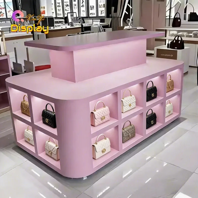 custom.Custom Modern Commercial Grade LED MDF Shoe Bag Armoire Display Boutique Storage Cabinet Recyclable Easy Cle