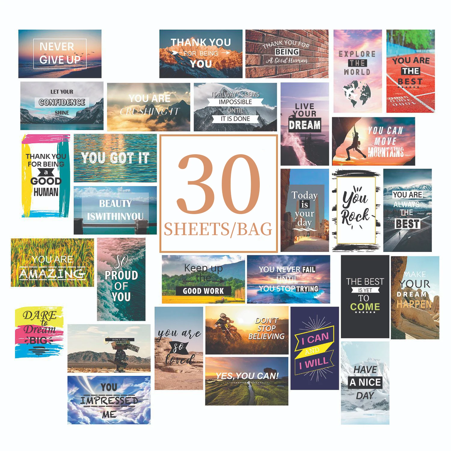 120/60/30pcs Inspirational Text Cards - Motivational Refueling Stickers Postcards - Atmosphere Decoration Wall Stickers- Friends