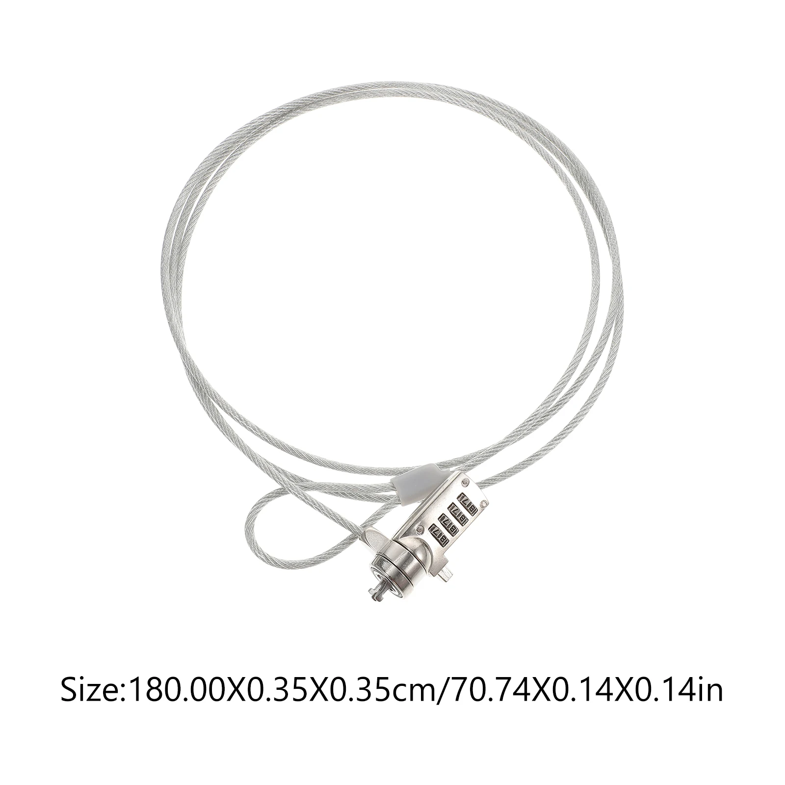 

Laptop Locking Cable 180cm 35mm Steel Zinc Alloy 4Digit Code Resettable Security Lock for Notebook Monitor Tablet PC Silver