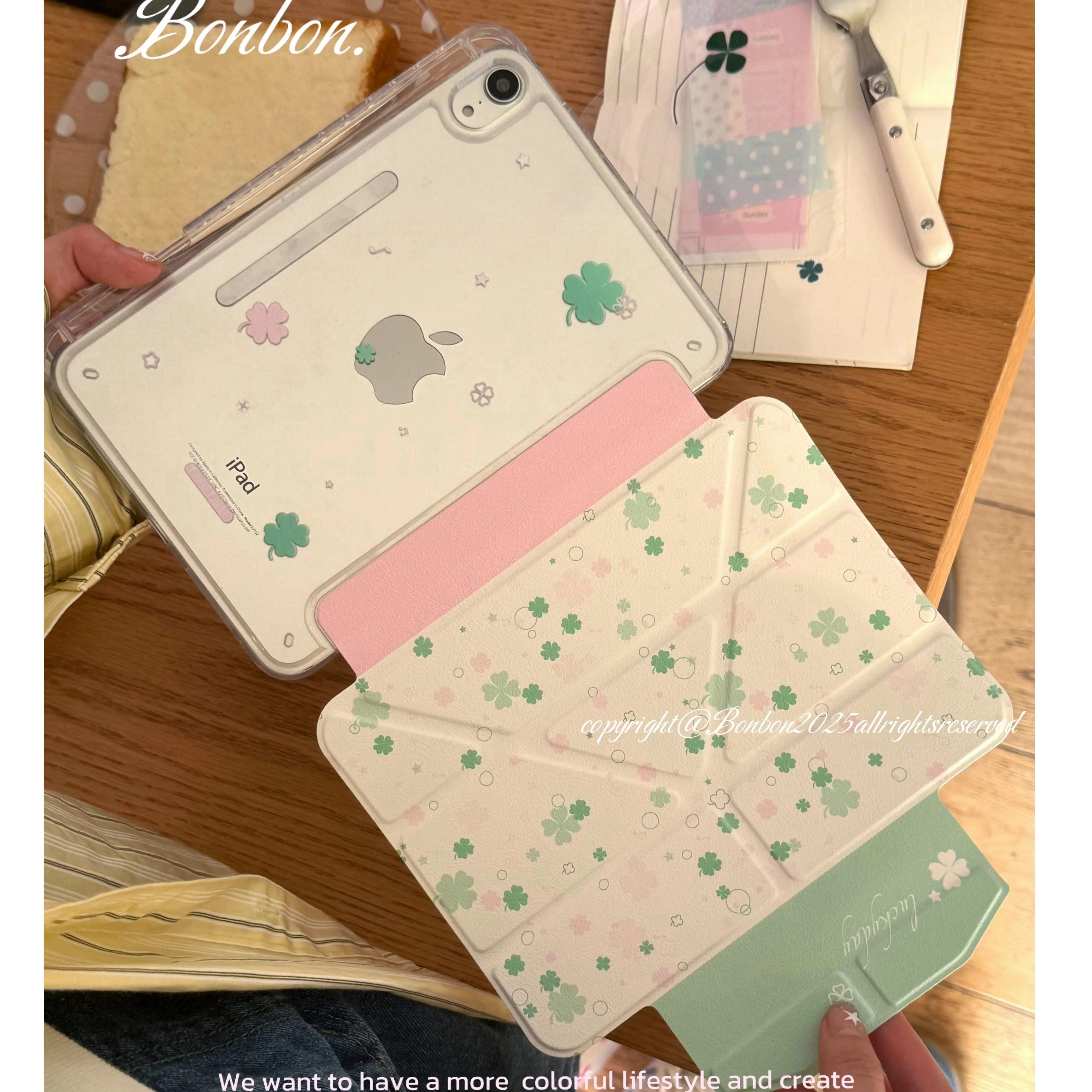 Funda Lucky Four Leaf Clover Y2K para iPad Pro 13 11th M5 M4 12.9 A16 10 8 7 9th 10th para iPad Air 11 M2 M3 Mini Tablet