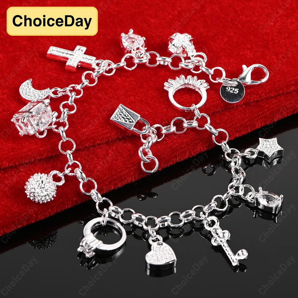 

ChoiceDay 925 Sterling Silver 8 Inch 20cm Exquisite Geometric Roman Bracelet for Men and Women Party Jewelry Hip Hop Accessories