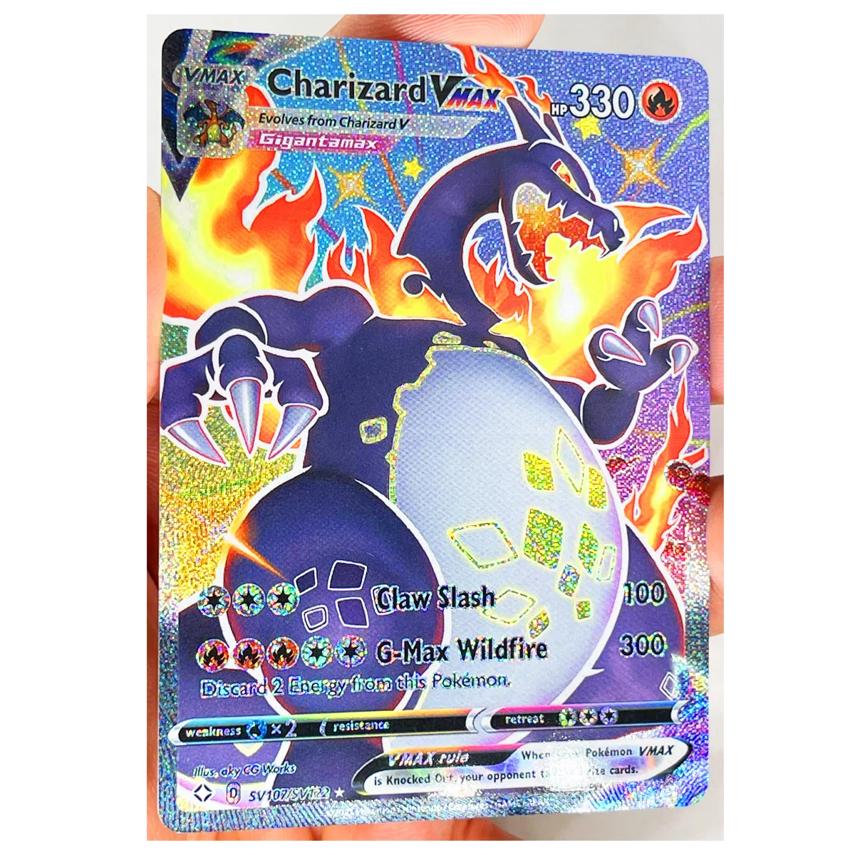 55Pcs/set Pokemon Diy Charizard Vmax Self-Control Ptcg Collect Signature Trading Flash Card Anime Cartoon Gift Color Flash