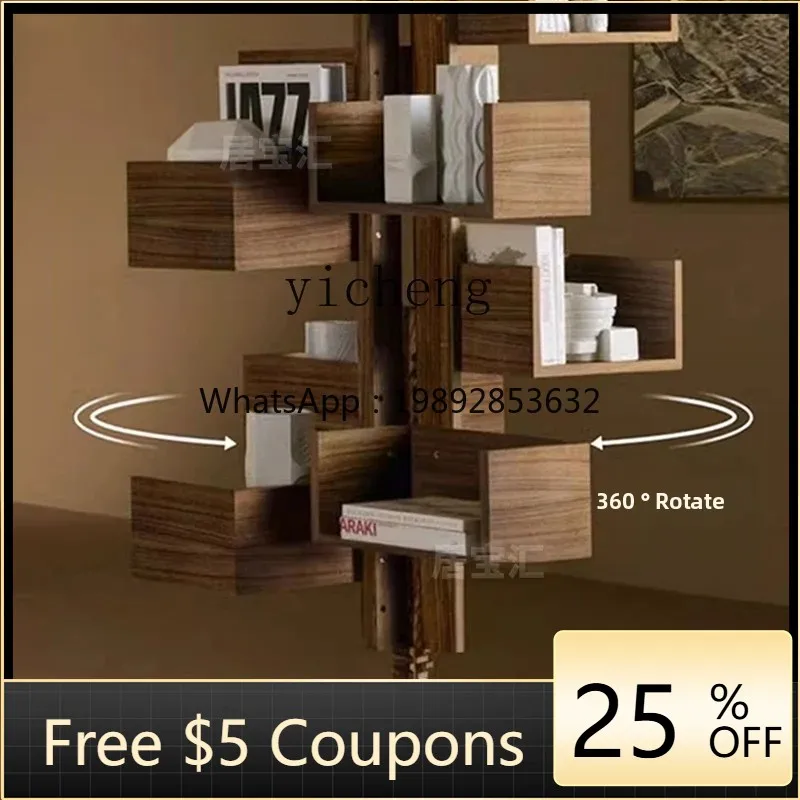 

ZZ rotating bookshelf vertical ebony villa living room corner creative multi-layer storage display stand