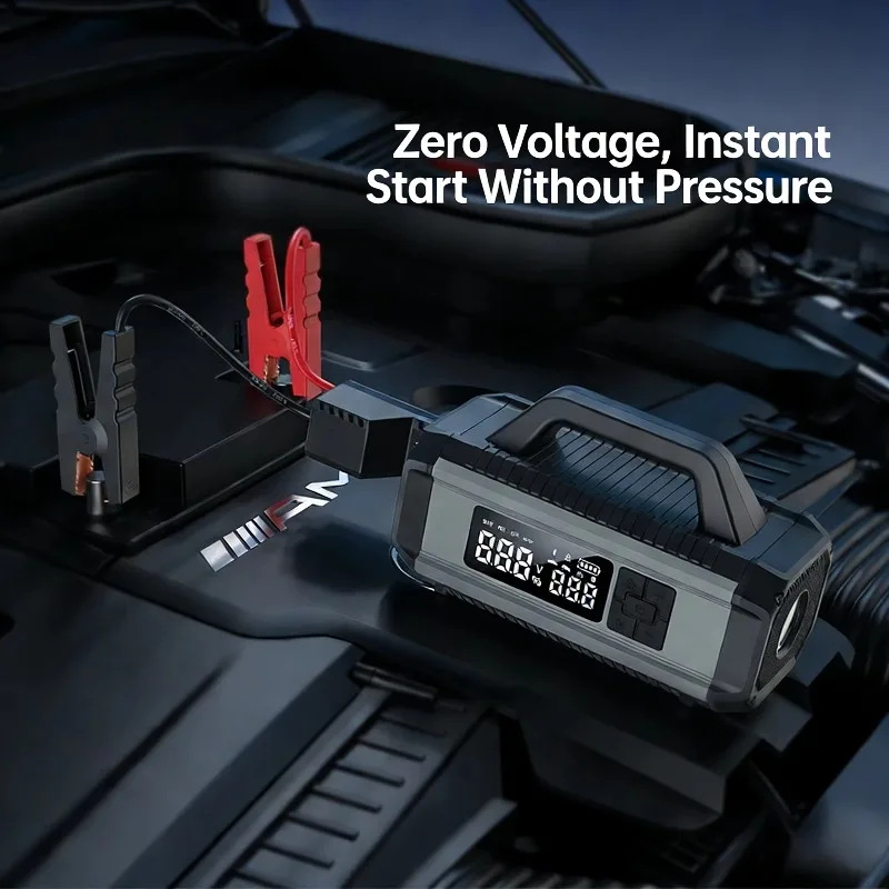10000mAh Car Jump Starter with Air Compressor, 800A Peak, 12V Vehicle Battery Booster & LED Light