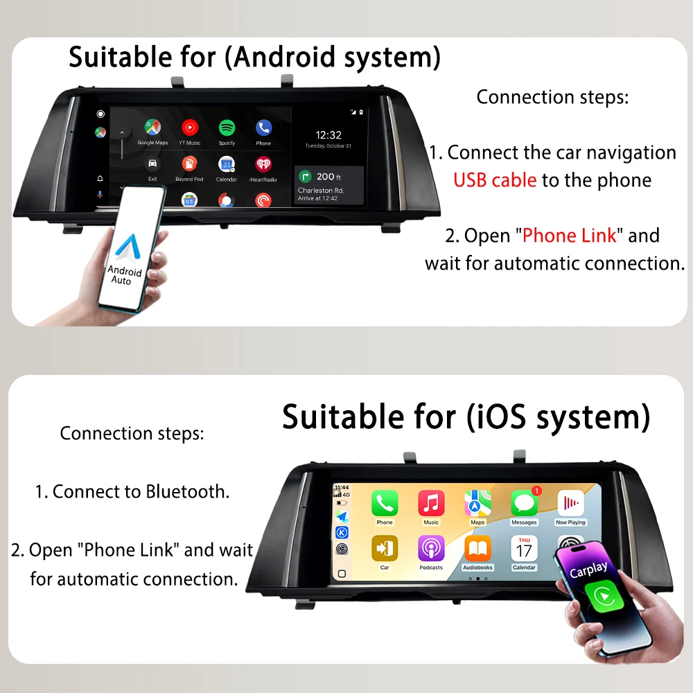 10.25 Multimedia Display For BMW 5 Series F10 F11 2011-2017 535li 525li 520li CIC NBT Touch Screen Wireless Carplay Android auto - view 2