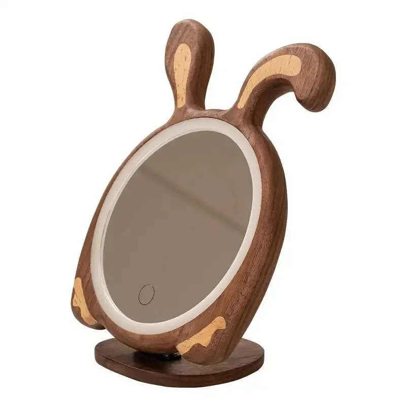 

Black walnut desktop vanity mirror retro bedroom desktop vanity mirror portable portable small mirror for the Year of the Rabbit