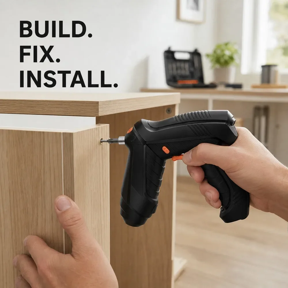 Rechargeable Electric Screwdriver 3.7V, 2-In-1 Folding Mini Power Driver With Bits Sockets And Carrying Case 05