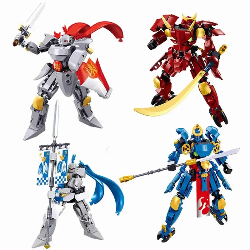 MOC Classic Warrior Knight Mechanical Armor Series Super Robot Battle Mechs Building Blocks Bricks Movie Figures Toys Kid Gifts