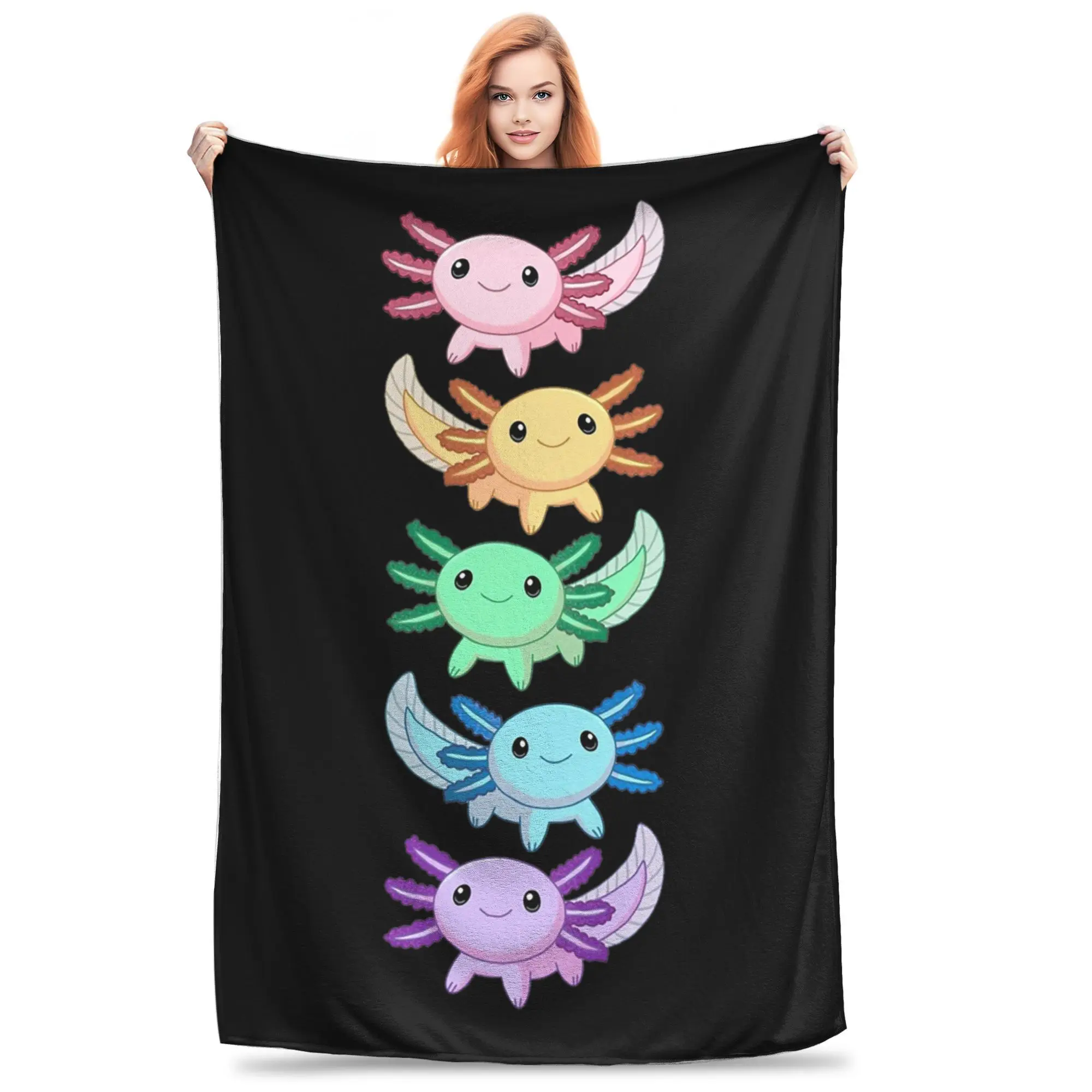 

Радужные одеяла Аксолотль, мягкое теплое фланелевое одеяло, покрывало для кровати, гостиной, пикника, путешествия, домашний диван