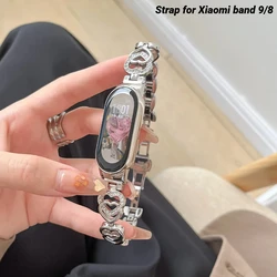 Metal Strap For Mi band 9 Correa Bracelet Stainless steel Watchband For Xiaomi band 9/8 Replacement Sport Strap Woman Wristband
