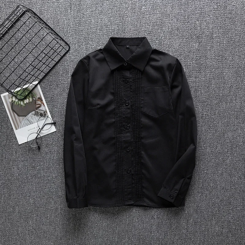 Abito da scuola giapponese Studente JK Top Polo Camicia a pieghe con colletto a punta Manica corta Manica lunga Risvolto Uniforme da lavoro