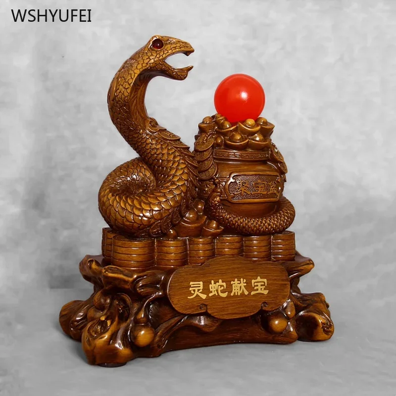 Home decoration accessories Snake ornament Lucky mascot for attracting wealth 1pcs Resin handicrafts Store opening gifts