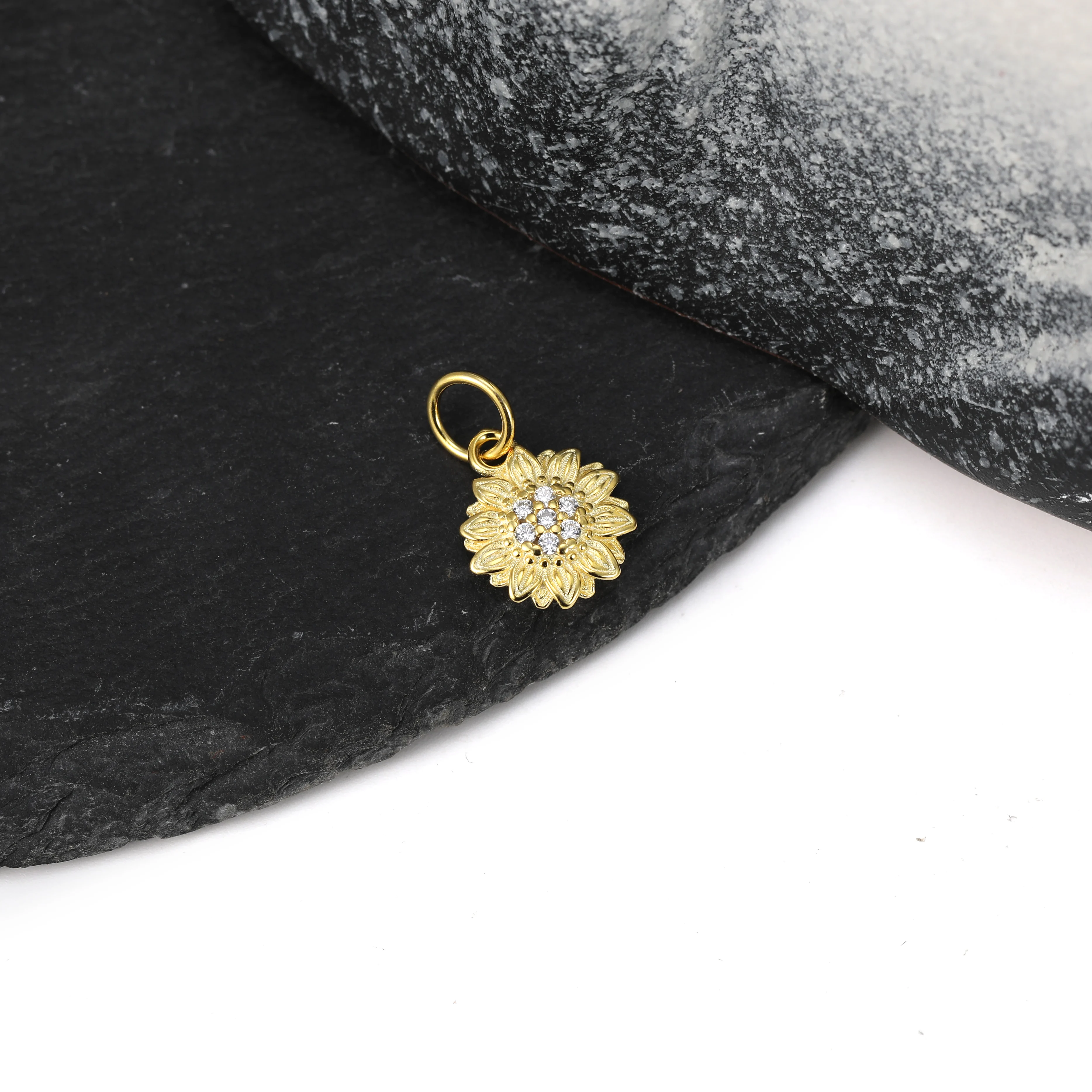 

DJ152G genuine 925 sterling silver fashionable and exquisite keychain accessory Golden Sunflower pendant