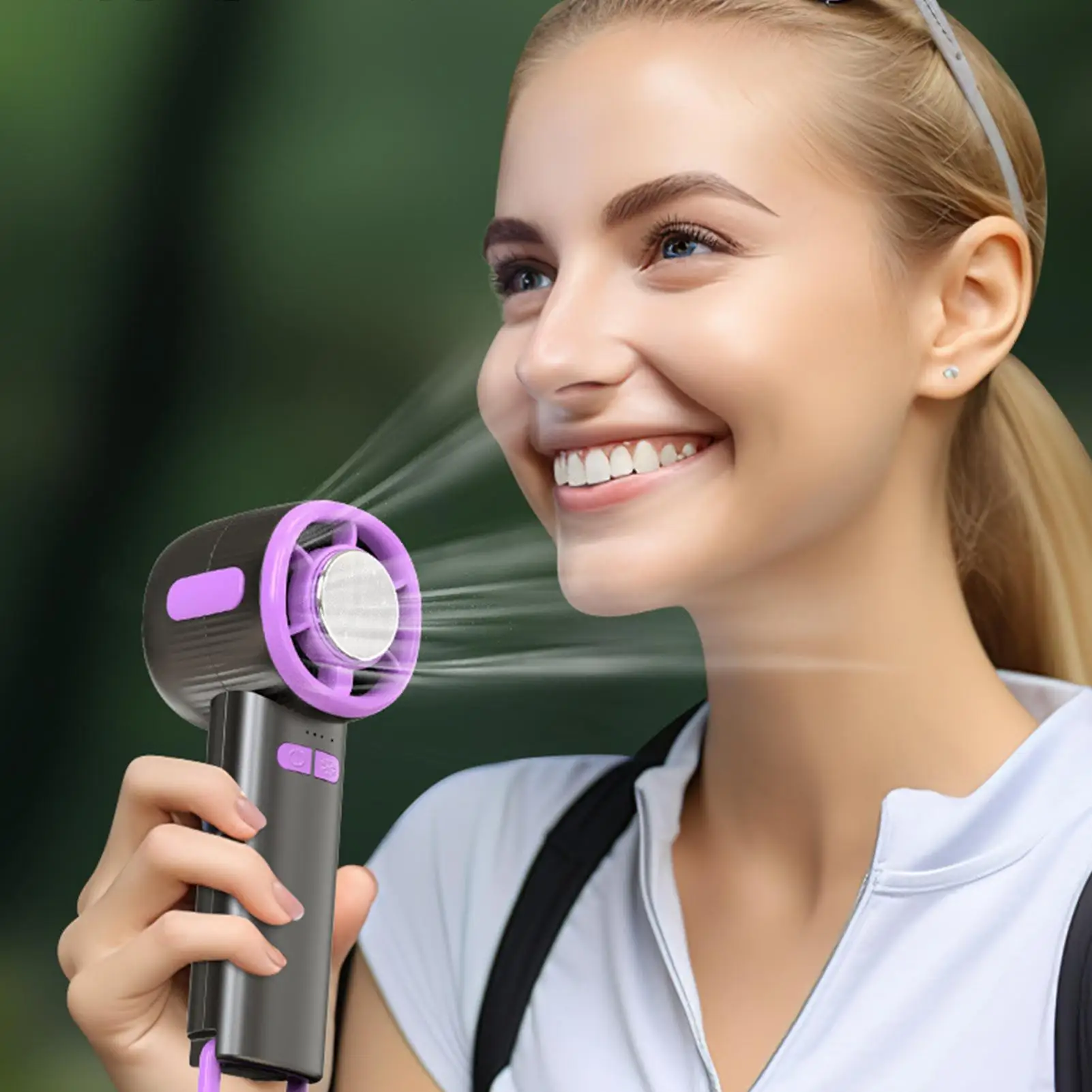 

Handheld Electric Fan Digital Display Portable Personal Fan Rechargeable Cooling Gadget High-Speed Semiconductor Cooler