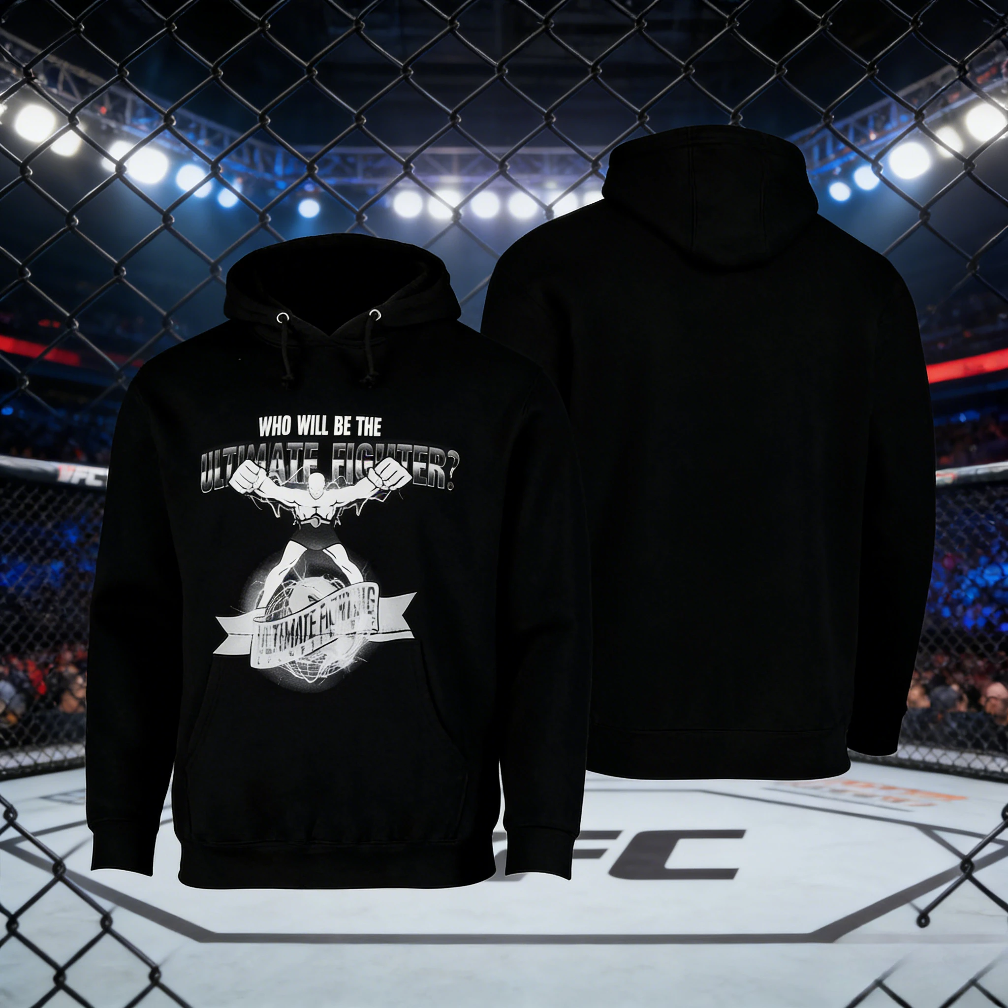 

2025-26, осенне-зимняя толстовка с капюшоном и периферийным рисунком UFC, свободная толстовка с принтом из 100% хлопка для мужчин и женщин