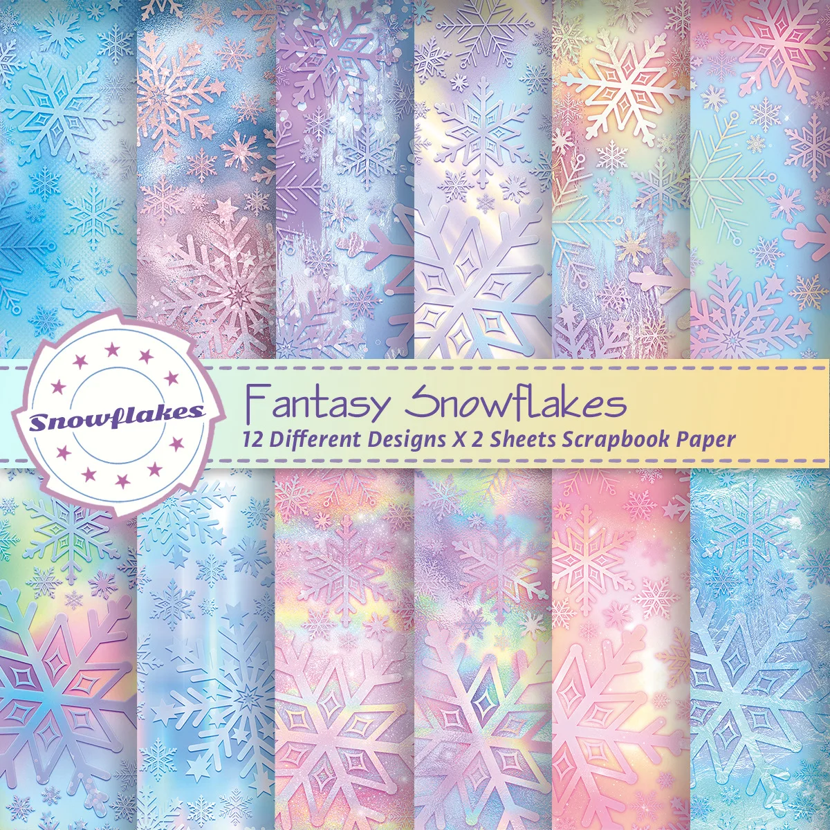 24pcs, Winter Dream Snowflake Theme Merchandise Decoration Hand Account Material Paper Scrapbook Background Paper