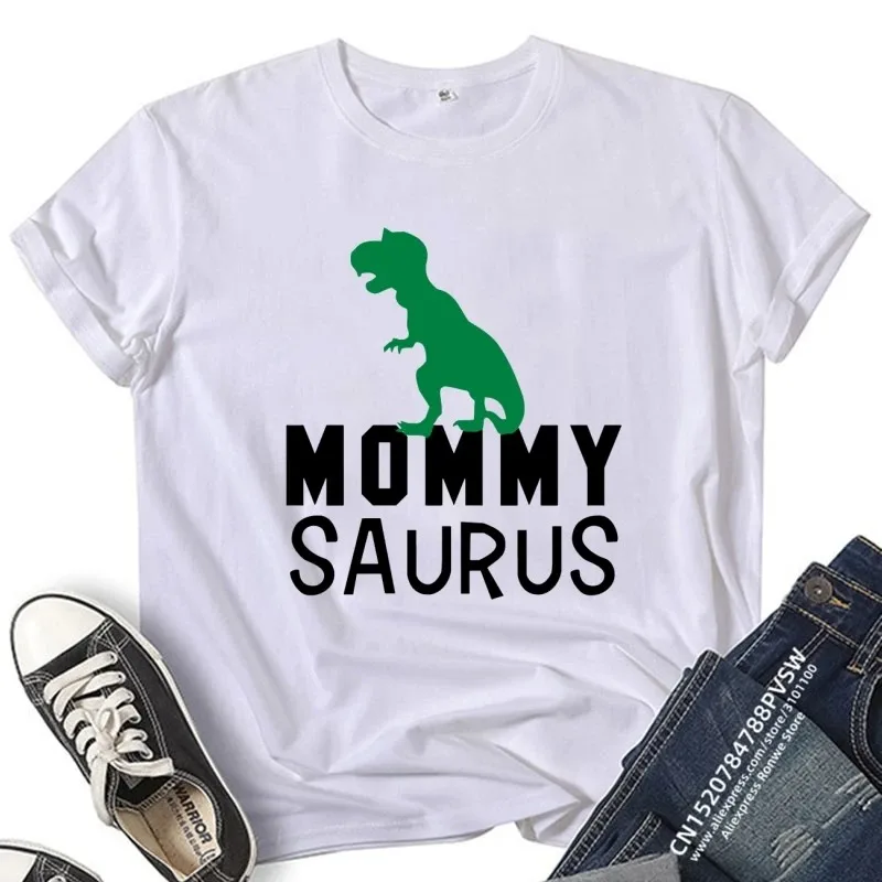 Funny Dinosaur Father Mom and Son Family Matching Clothes Family Look Summer Tshirts Papa Mama Little Boy Kids Shirt Baby Tops