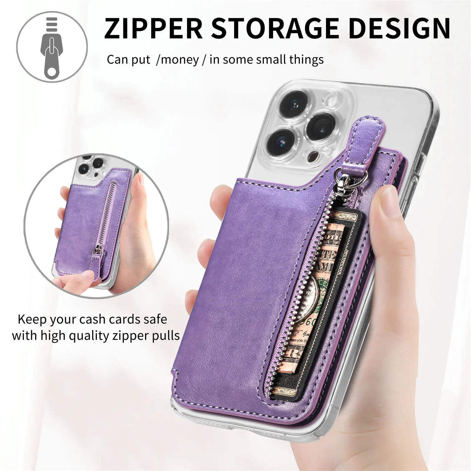 Creative Classic Color PU Card Holder, Adhesive 4-Card Slots, Stores Coins Credit Cards, For Xiaomi Samsung iPhone 12-18 Phones.