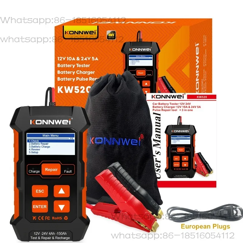 

Многофункциональные автомобильные диагностические инструменты Konnwei Kw520 3 в 1, тестер аккумуляторов, зарядное устройство и импульсный ремонтщик для всех автомобильных аккумуляторов