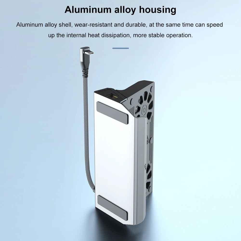 USB C Gigabit Ethernet Docking Station, 1000Mbps Dock Console Hub, Suporte Dock Compatível com HDMI, Tipo C, USB 3.0, 2.0 para ROG Ally Game