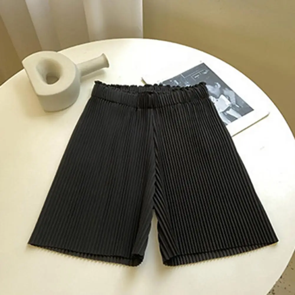 Повседневные шорты с эластичной талией. Стильные женские шорты в рубчик с высокой талией. Повседневные свободные летние широкие шорты для женщин. Эластичные.