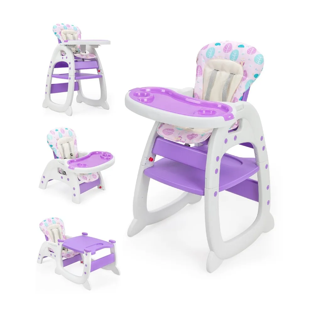 

SANDINRAYLI Baby High Chair,3 in 1 Highchair for Babies and Toddlers, Convertible Toddler Eating Chair for 6 Months to 6 Years,
