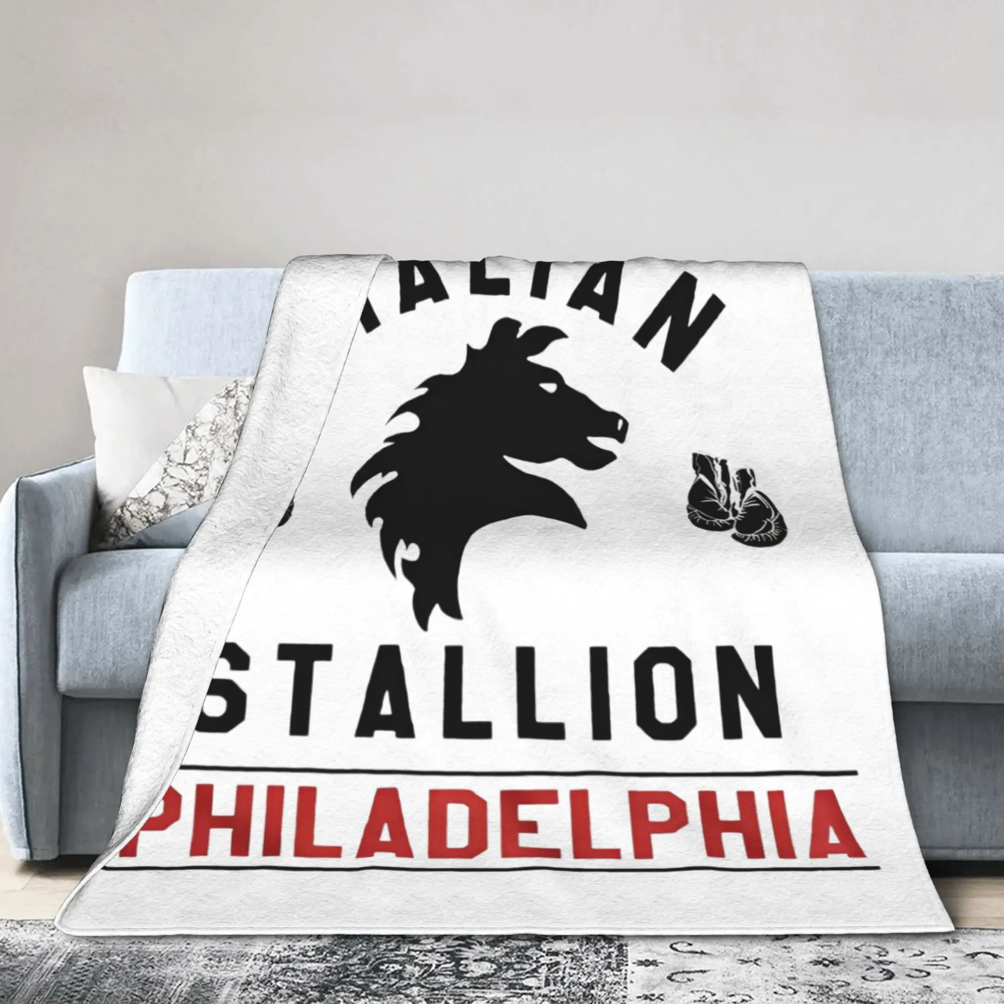 Rockys Italian Stallion Horse Blanket Flannel Boxing Movie Warm Throw Blanket for Bedspreads Outdoor Breathable