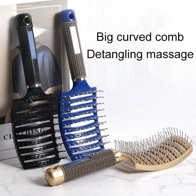 

Fluffy High Skull Top Rib Comb Girl Blow Hair Curl Styling Artifact Meridian Massage Air Cushion Comb Home Comb