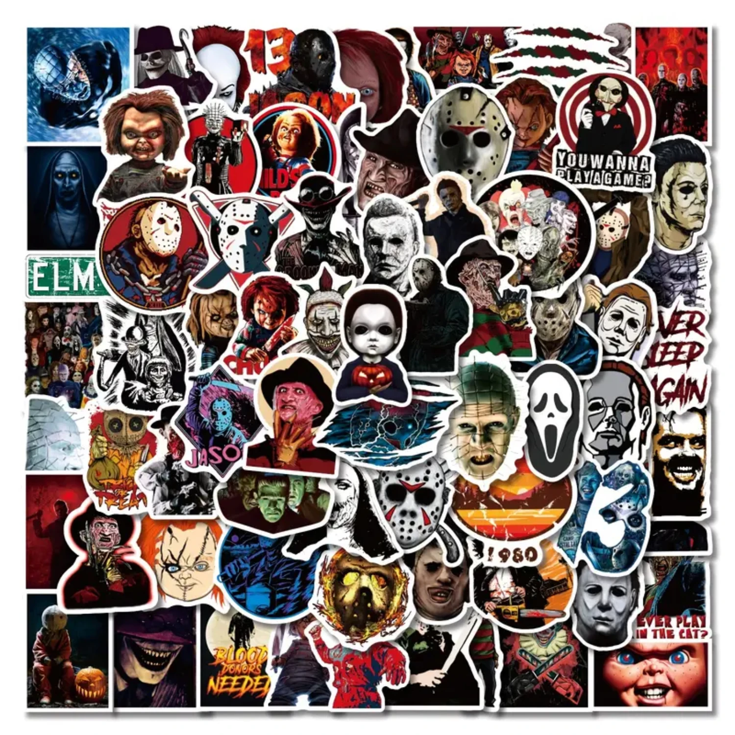 100Pcs Horror Gifts Decor,Scary Movie Stickers,Spooky Stickers,Supernatural Stickers,Halloween Stickers For Laptop,Water Bottles