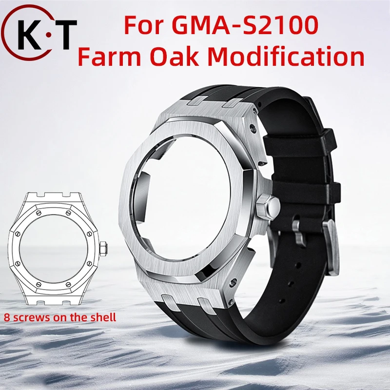 

For G-Shock Casiok Small Style GMA-S2100 Stainless Steel Case Watch Bezel Viton Strap Bracelet Advanced Modification S2100 Kit