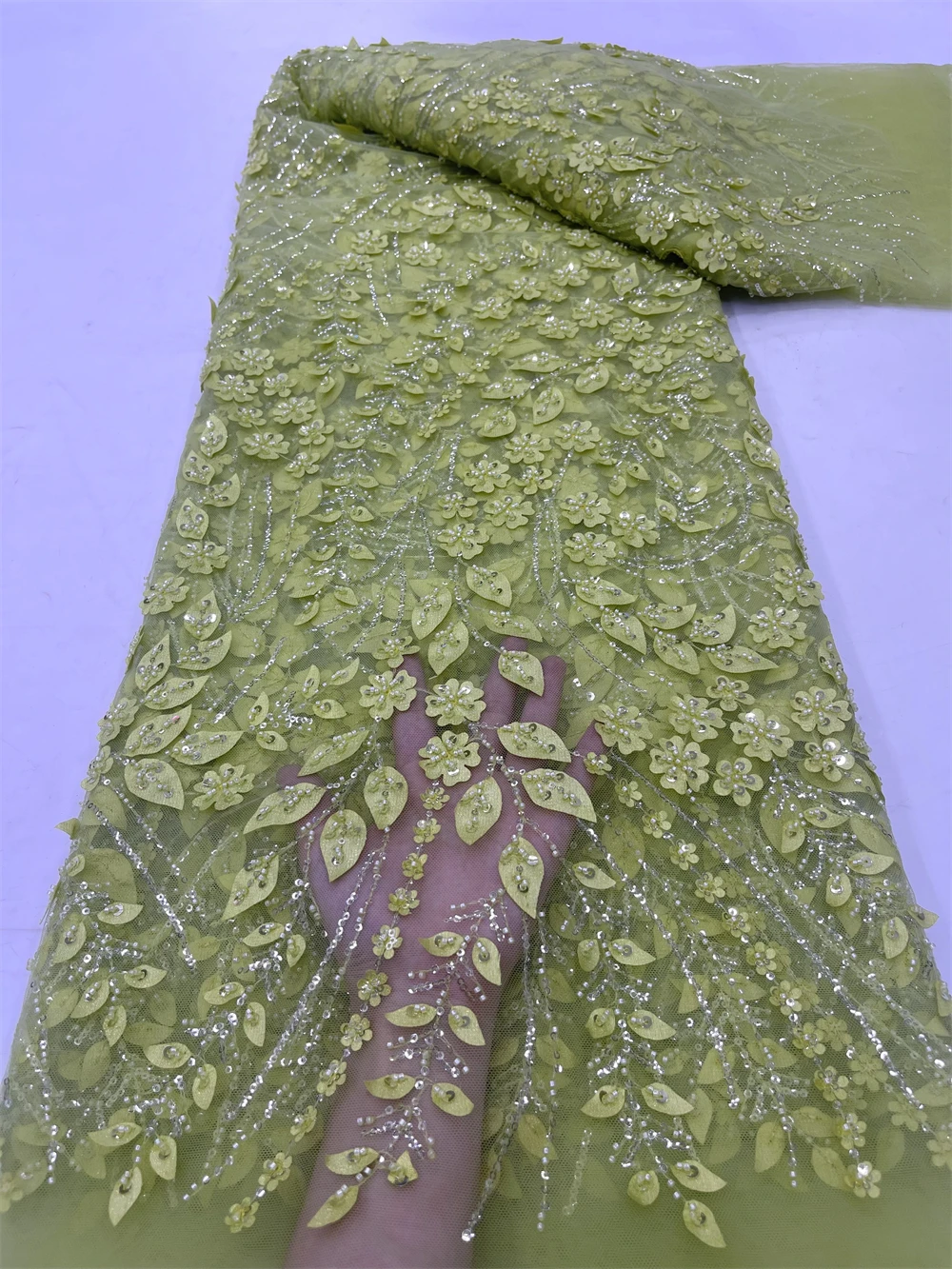 2024 High Quality African Nigeria Tulle Lace Fabric Sequins French Embroidery Wedding Party Dress Beads Stone 5Yards JY364